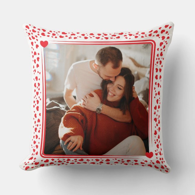 Romantic Valentine's Day Red Heart Throw Pillow (Front)