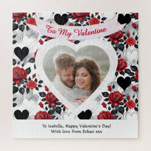 Romantic Valentine's Day Roses Hearts Personalized Jigsaw Puzzle