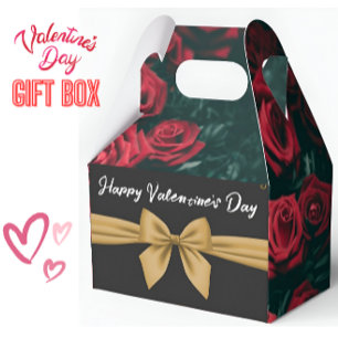 Romantic Valentine's Day Roses with Elegant Bow Favor Box