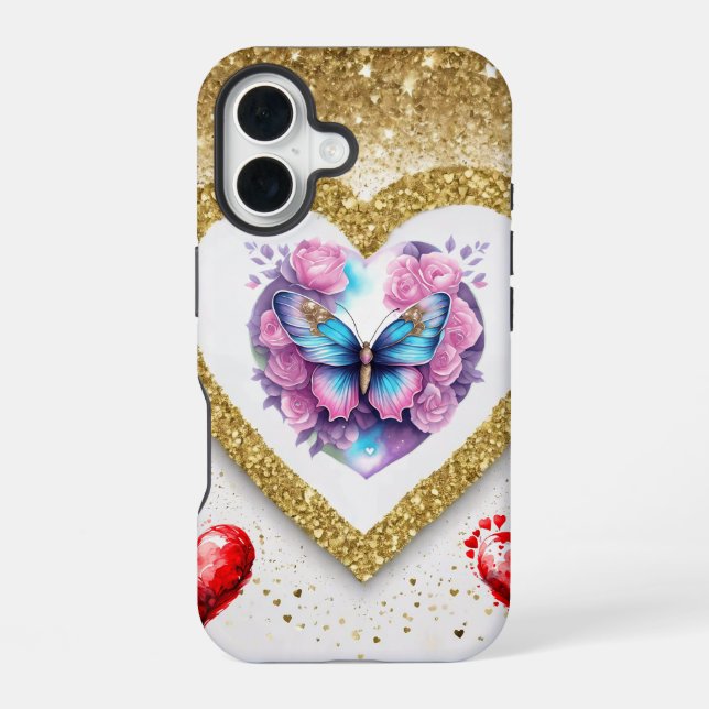 Romantic Valentine's Day Wallpaper - Trendy Design iPhone 16 Case (Back)