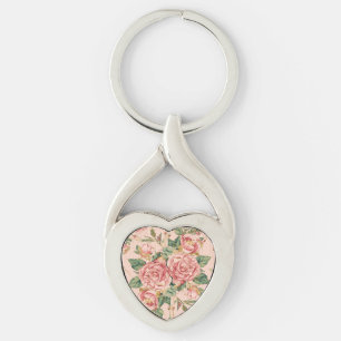 Romantic Valentine's Day with Lovely Roses,Pink Keychain