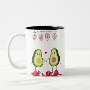 Romantic Valentines Day with Lovers Avocado Two-Tone Coffee Mug