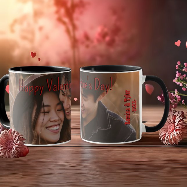 Romantic Valentine's photo with names & date Mug (Romantic Valentine's photo with names & date Mug)