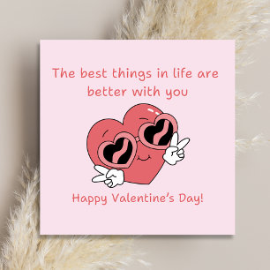 romantic valentines quote, funny red heart pink holiday card