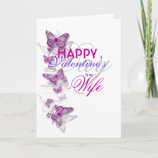 Romantic valentine's wife floral message holiday card (Front)