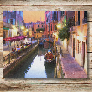 Romantic Venice, Italy Alley At Sunset Jigsaw Puzzle