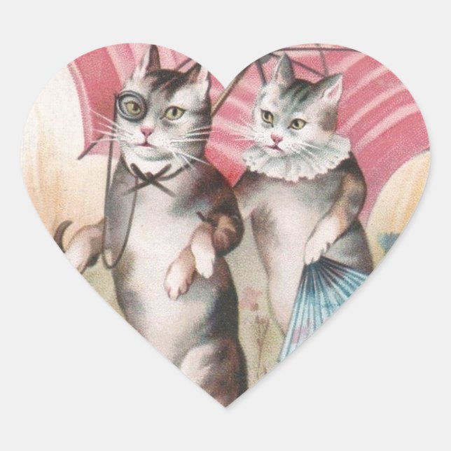 Romantic Victorian Cats Scrapbook Sticker (Front)