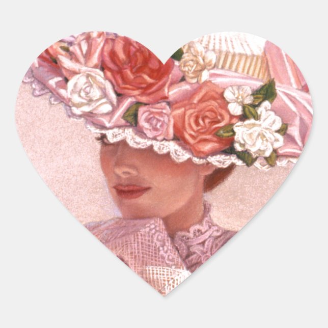 Romantic Victorian Lady Heart Sticker (Front)