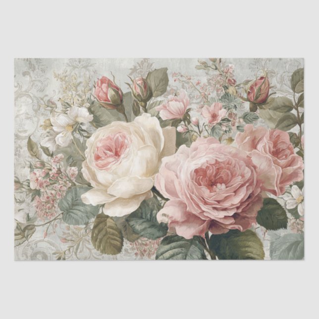 Romantic Victorian Rose Vintage Tissue Paper (Front)