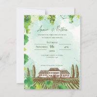Romantic Vineyard & Grapevine Wedding Invitation