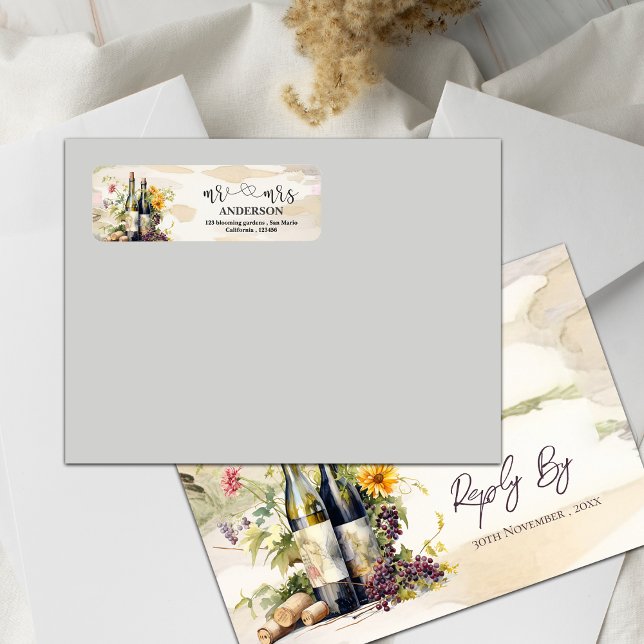 Romantic Vineyard Grapevine Wine Wedding Address  (Romantic Vineyard Grapevine Wine Wedding Address Label)