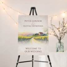 Romantic Vineyard Rustic Wedding Welcome Sign