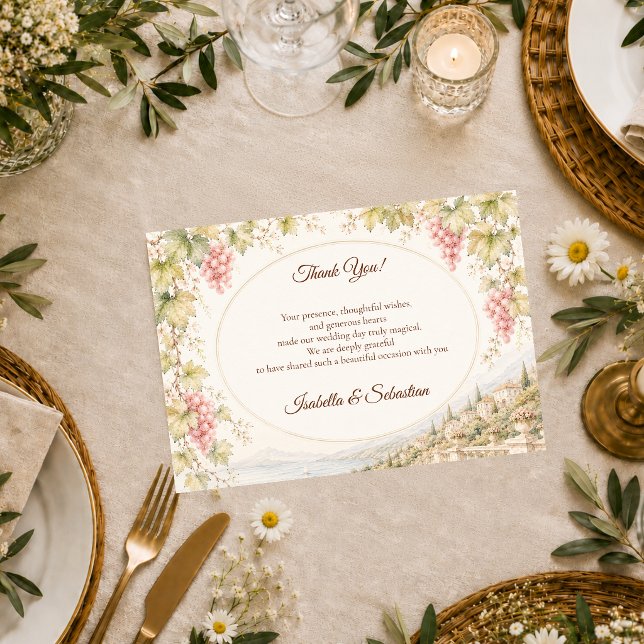 Romantic Vineyard Wedding Thank You Card (Creator Uploaded)