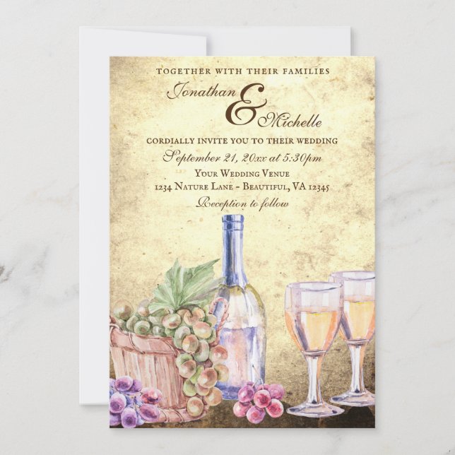 Romantic Vineyard Winery Wine All In One Wedding Invitation (Front)