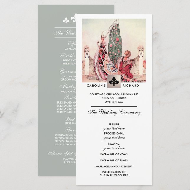 Romantic Vintage Art  Custom Wedding Program (Front/Back)