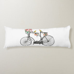Romantic Vintage Bicycle Flowers & Birds Body Pillow