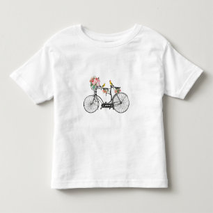 Romantic Vintage Bicycle Flowers & Birds Toddler T-shirt