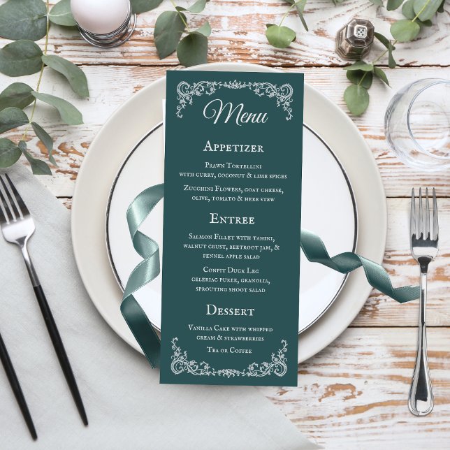 Romantic Vintage Border Wedding Menu Card (Creator Uploaded)
