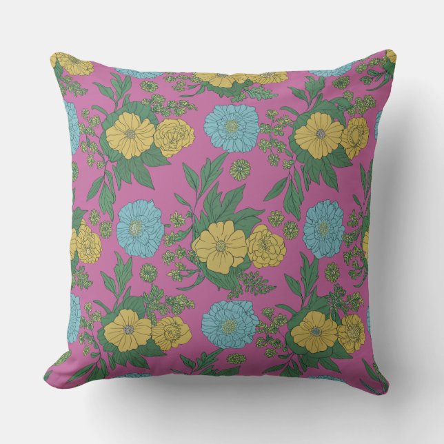 Romantic Vintage Botanical Cushion" Throw Pillow (Front)