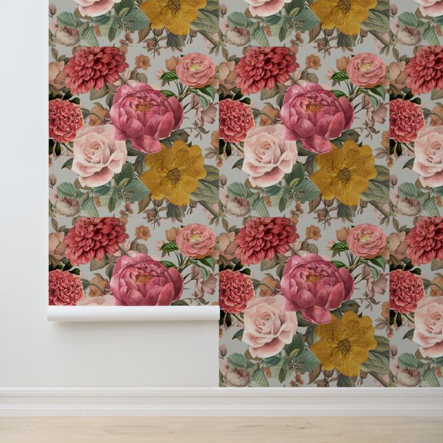 Romantic vintage botanical floral pattern  wallpaper (Application)