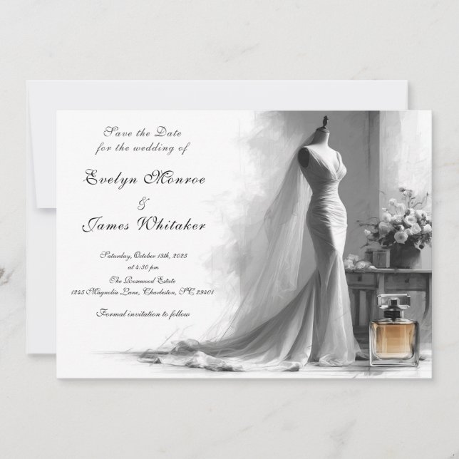 Romantic Vintage Bridal Wedding Save the date (Front)