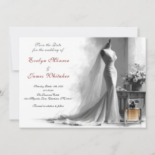Romantic Vintage Bridal Wedding Save the date Invitation