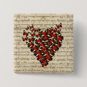 Romantic Vintage butterfies 2 Inch Square Button