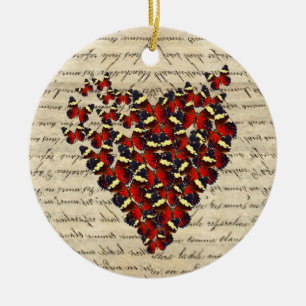 Romantic Vintage butterfies Ceramic Ornament