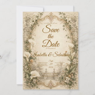 Romantic Vintage Calla Lily Wedding Save The Date