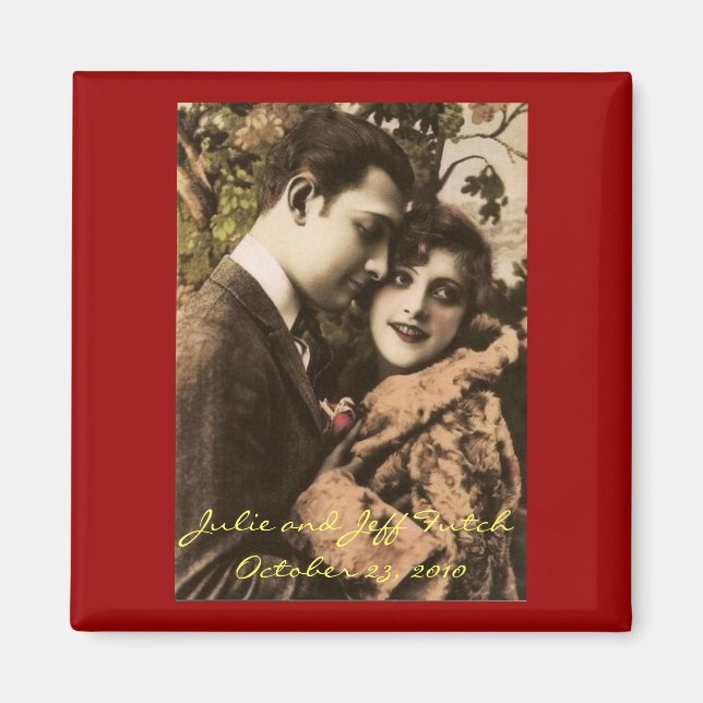 Romantic vintage couple photo magnet (Front)