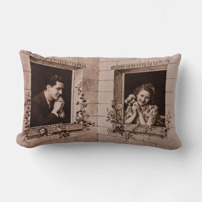 Romantic Vintage Couple, Sepia Photograph Lumbar Pillow (Front)