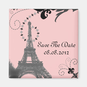 Romantic Vintage eiffel tower Paris Wedding Magnet