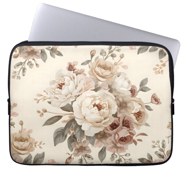 Romantic Vintage Floral Bouquet Pattern Laptop Sleeve (Front)