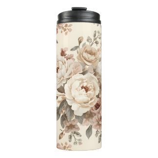 Romantic Vintage Floral Bouquet Pattern Thermal Tumbler