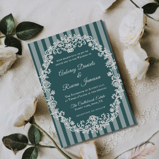 Romantic Vintage Floral Monogram Wedding Invitation