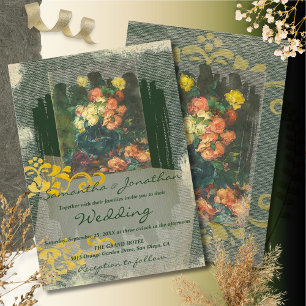 Romantic Vintage Floral Painting Wedding Invitation