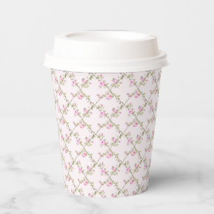 Romantic Vintage Floral Rose Trellis Paper Cups