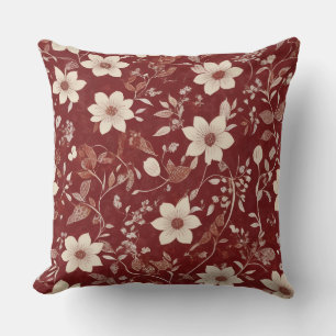 Romantic Vintage Floral Throw Pillow