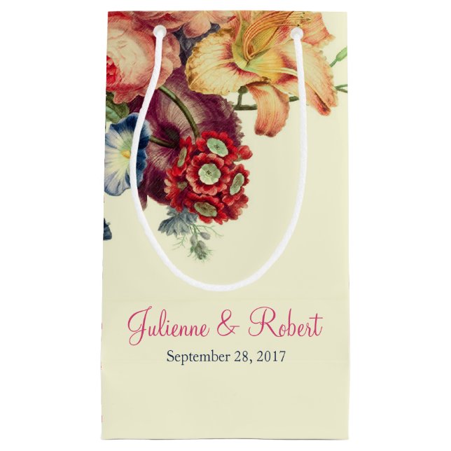 Romantic Vintage Floral Wedding Welcome Gift Bag (Front)