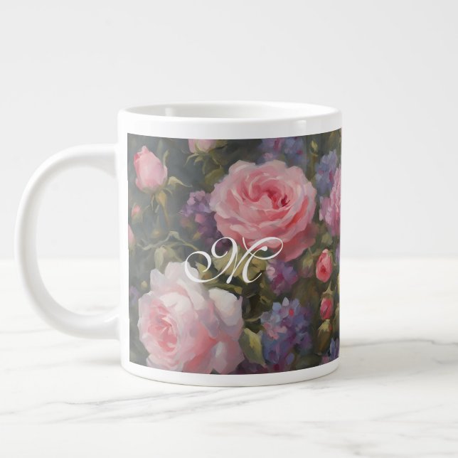 Romantic Vintage Florals Large Coffee Mug (Left)