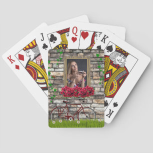 Romantic Vintage Flower Photo for Her Playing Cards