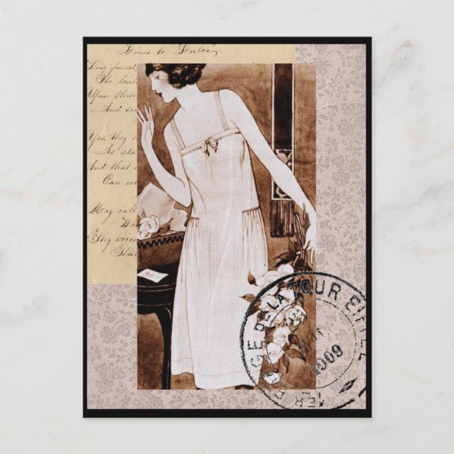 Romantic Vintage French Style Postcard (Front)