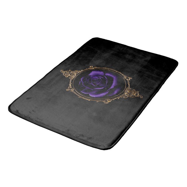 Romantic, Vintage Goth Purple Roses  Bath Mat (Angled)
