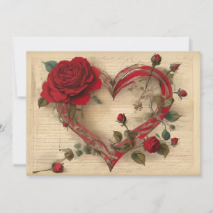 Romantic Vintage Heartfelt Lovers Poem Keepsake Holiday Card