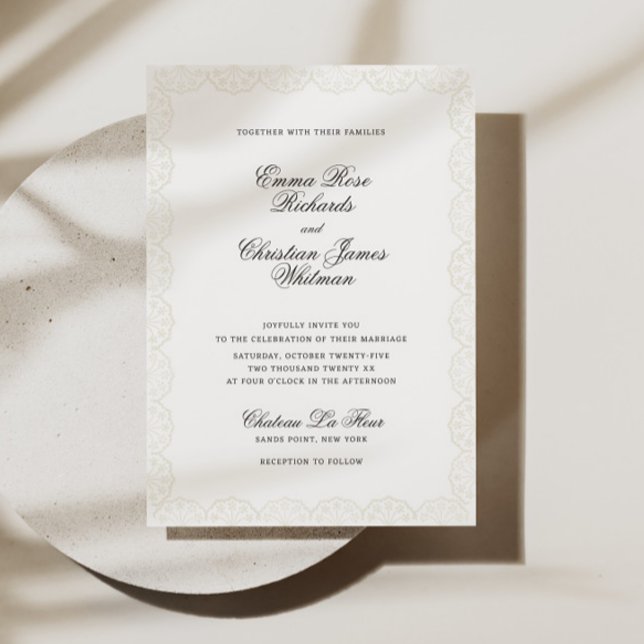 Romantic Vintage Lace Print Wedding Invitation (Creator Uploaded)