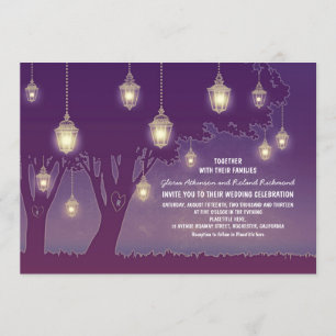 Romantic Vintage lanterns rustic tree wedding Invitation
