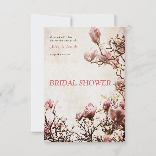 Romantic Vintage Magnolia Bridal Shower Invitation (Front)