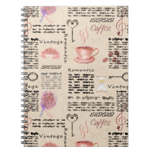 Romantic vintage newspaper notebook