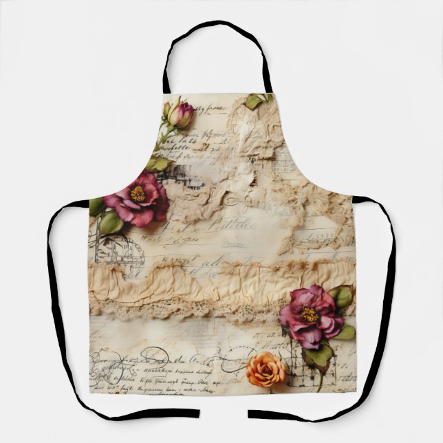 Romantic Vintage Parchment Letter Apron (Front)
