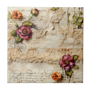 Romantic Vintage Parchment Letter Tile